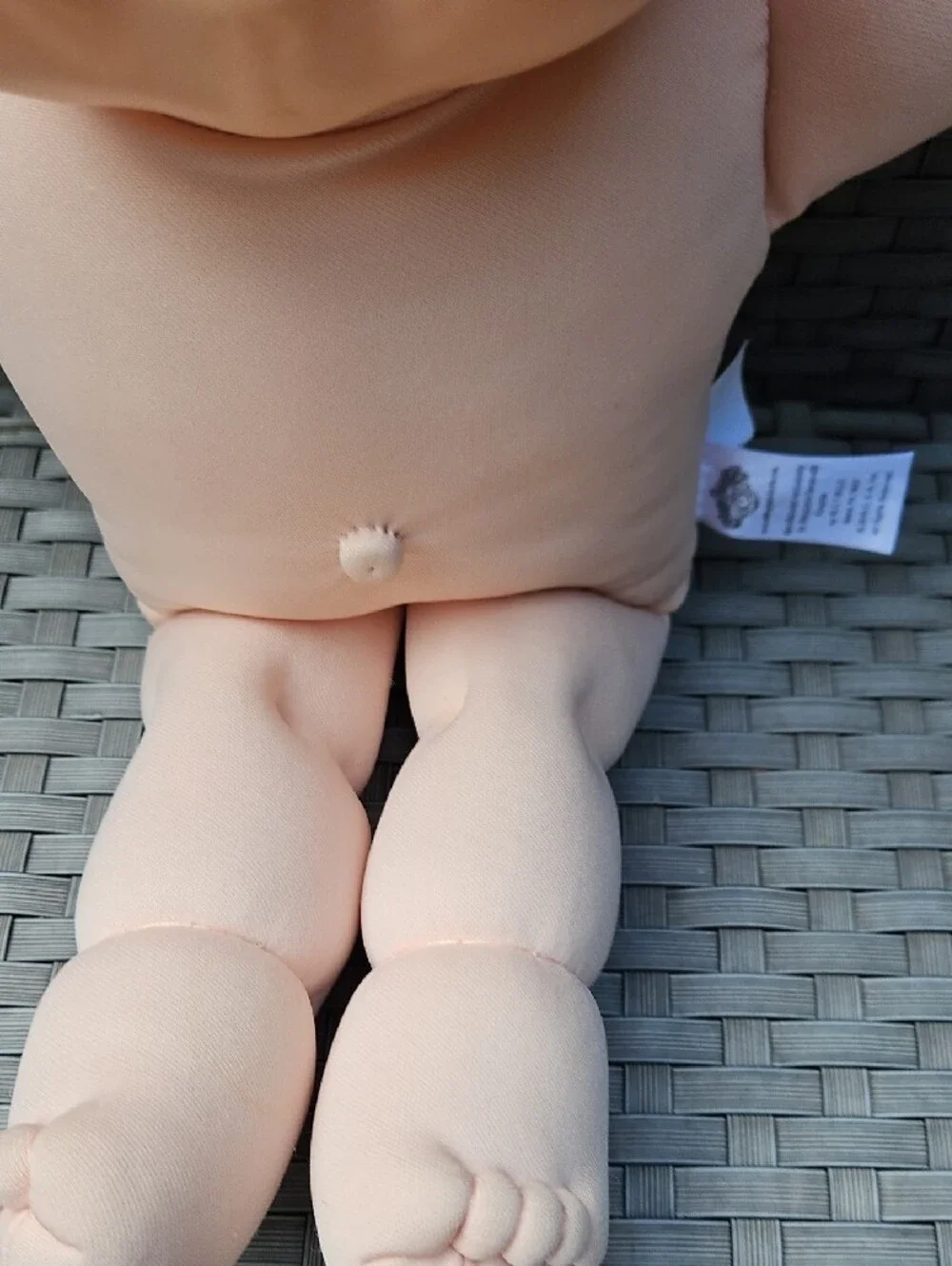 Vintage 2017 Cabbage Patch Kids Soft Plush Baby Doll  Blue Eyes in Tan Skin Tone